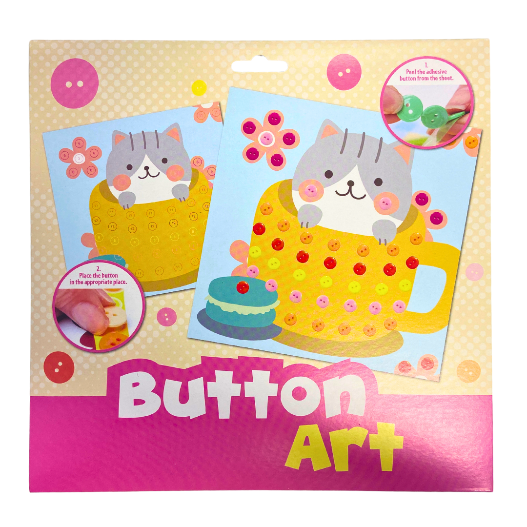 Wins Knopfenkunst Button Art Bild Verzieren Katze 24,5x24,5 cm
