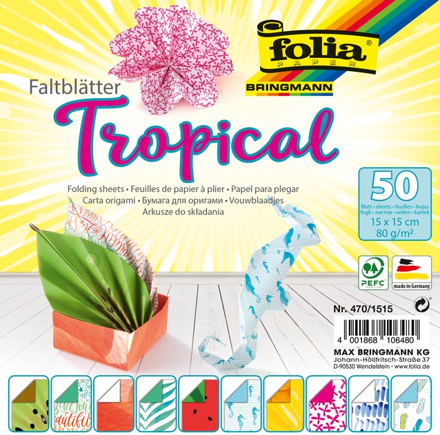 Folia Folding Sheets Tropical - 80 gr - 50 sheets - 15x15cm