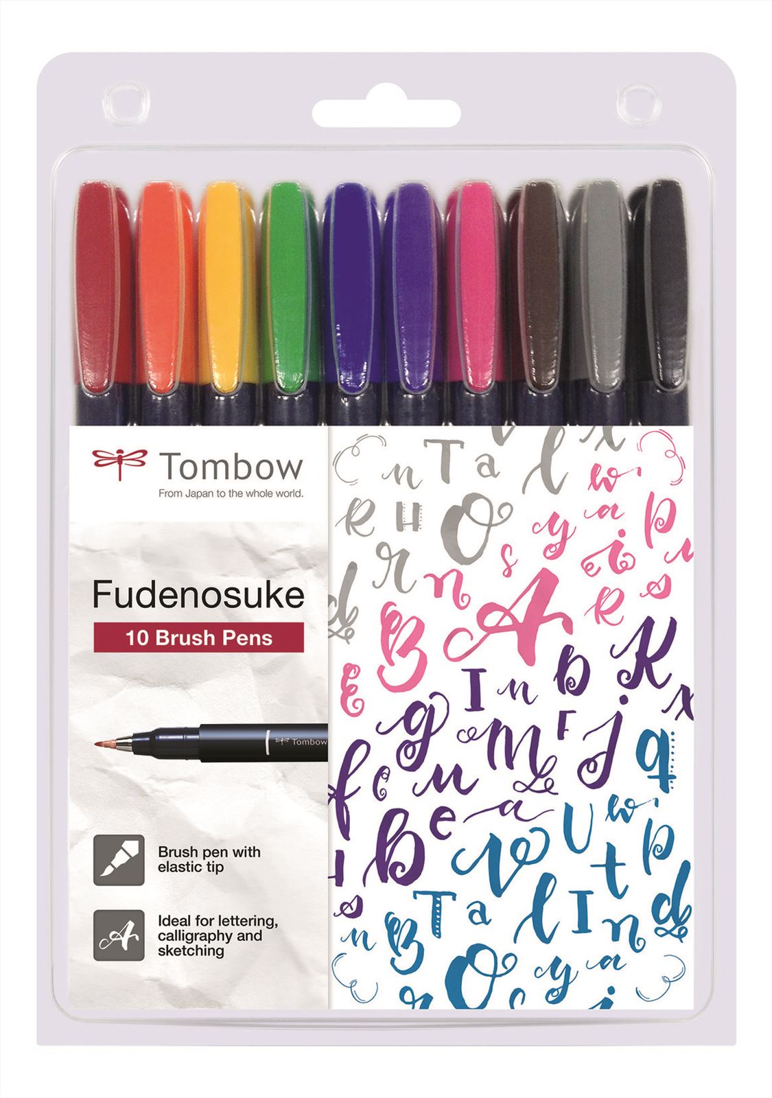 Tombow Fudenosuke Brush Pen Set 10 Stück