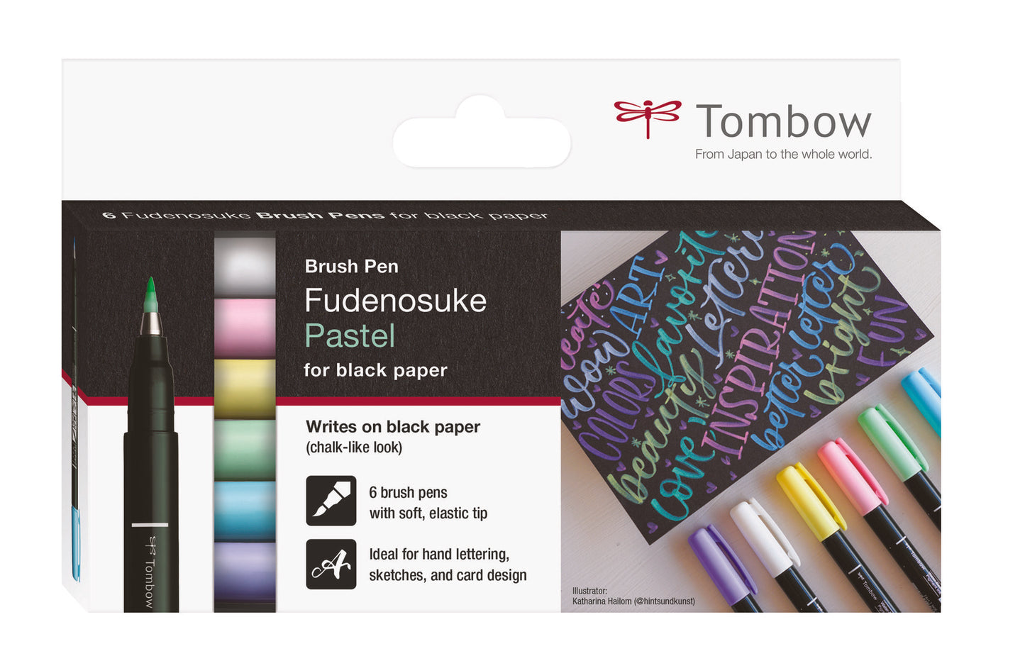 Tombow Fudenosuke Brush Pen Set 6-pack Pastel