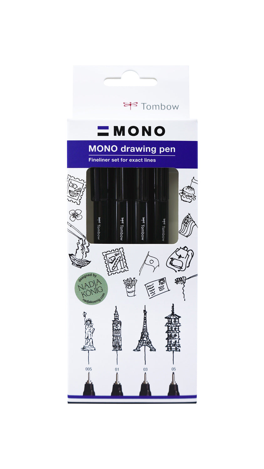 Tombow Mono Fineliner Set 4 stuks Fijn
