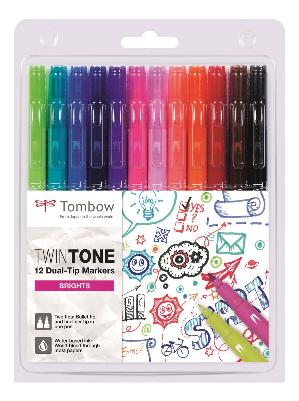 Tombow Dual-tip Markers TwinTone Set 12 stuks Brights